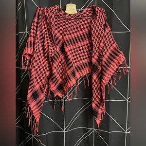 Neon peachy-pink & black scarf. Vintage 2008. Good condition